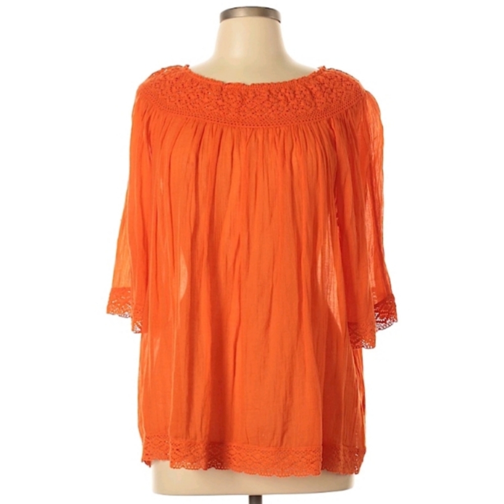 Crown & Ivy 3/4 Sleeve Blouse Orange